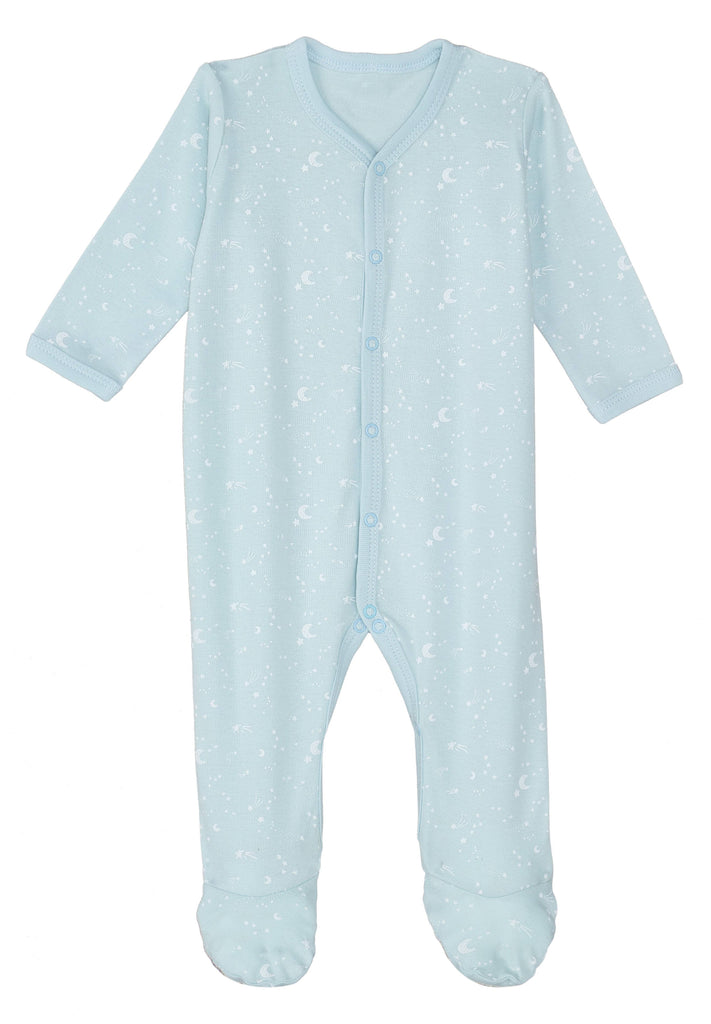 Moon and Stars Organic Snap Front Footie
