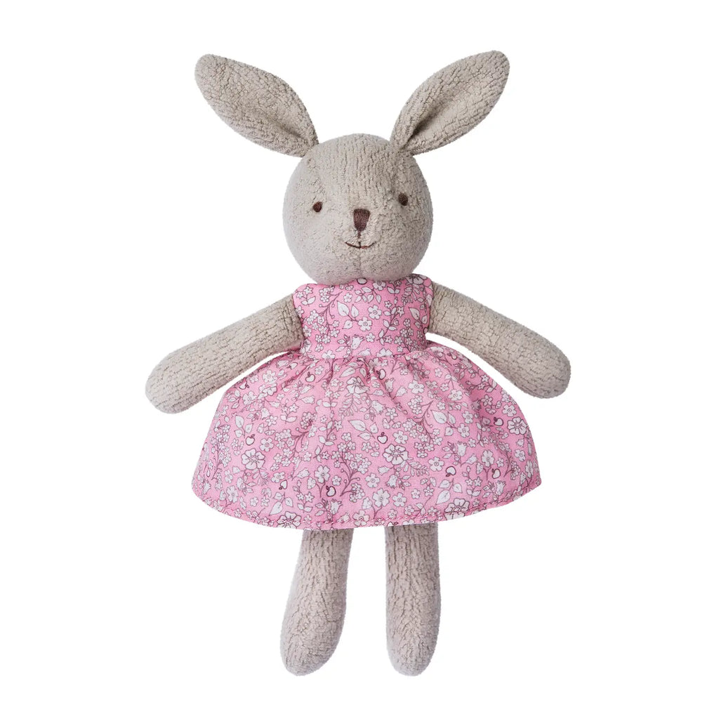 Little Organic Plush Bunny - Gray w Pink Dress