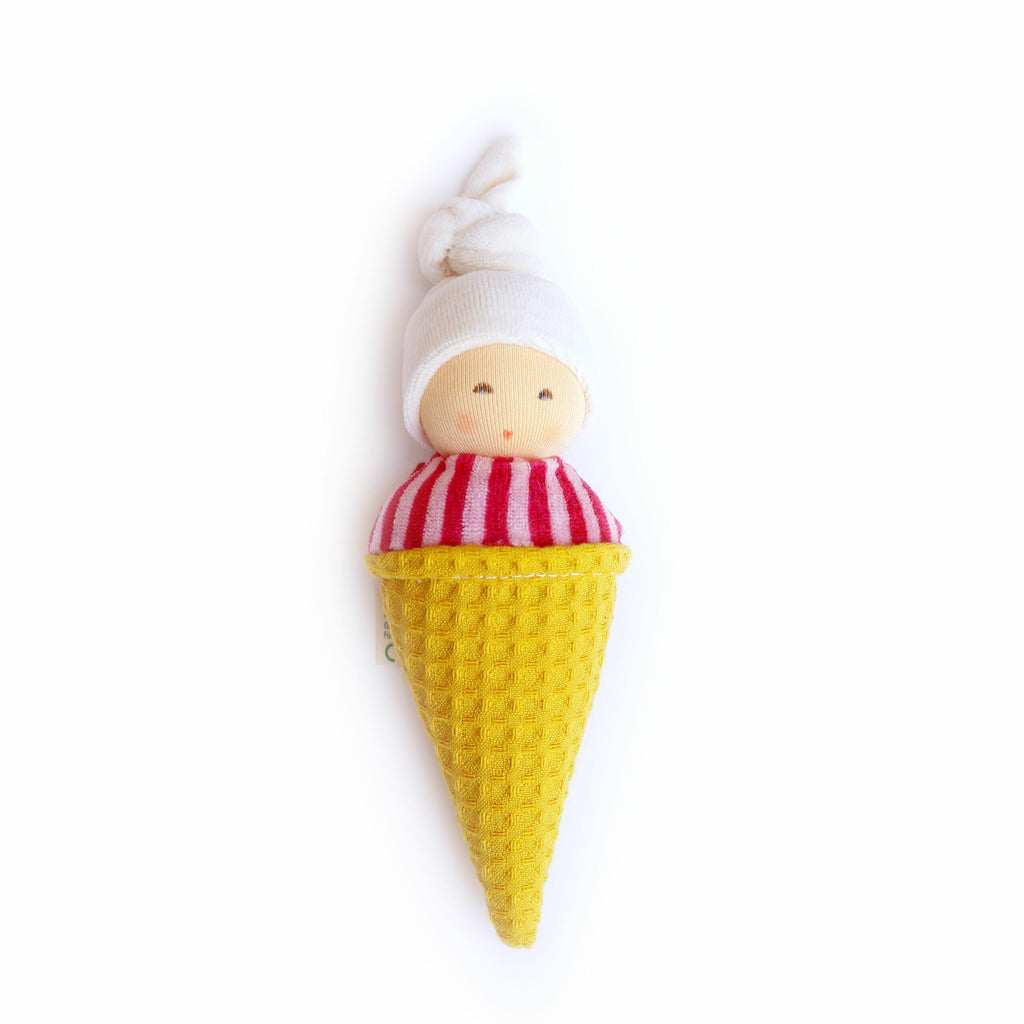 Organic Striped Ice Cream Cone Rattle - Nanchen