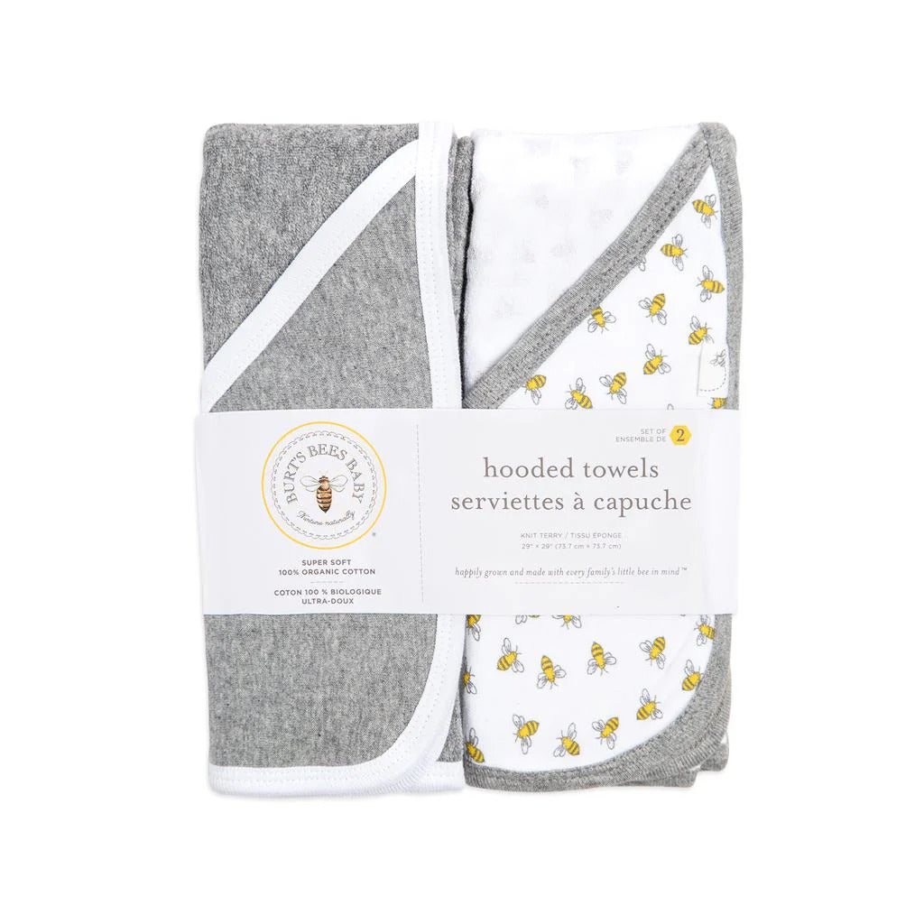 Honey Bee Organic Cotton Hooded Towel 2 Pack