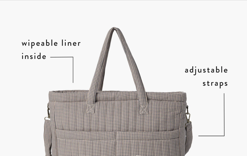 Organic Diaper Bag | Indigo Gingham