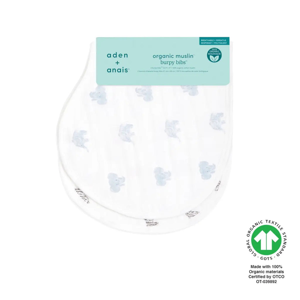 Organic Cotton Burpy Bibs 2-Pack - Animal Kingdom