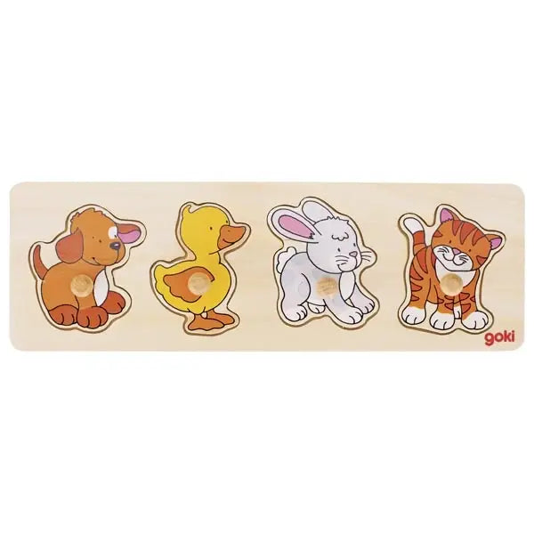 Goki Knob Puzzle - Baby Animals