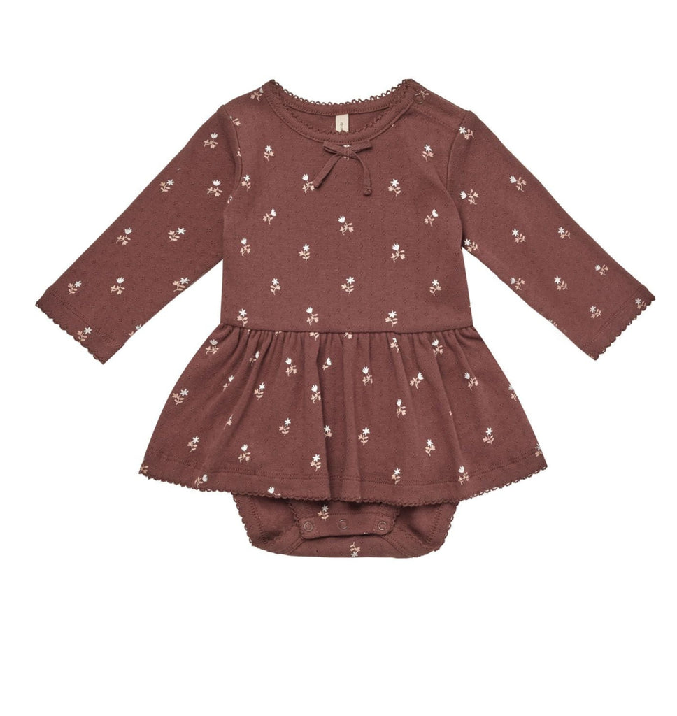 Quincy Mae pointelle skirted bodysuit || plum fleur