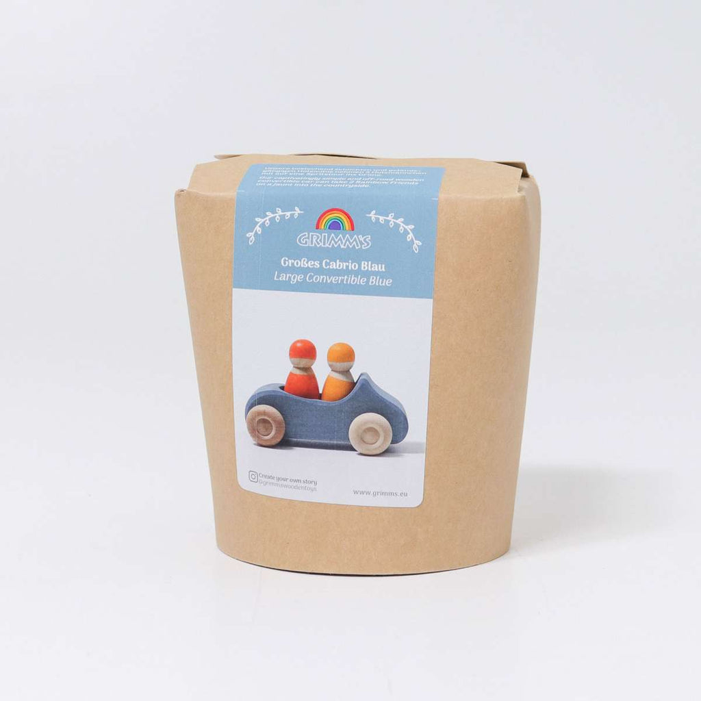 Wooden Toy Car - Large Convertible Blue