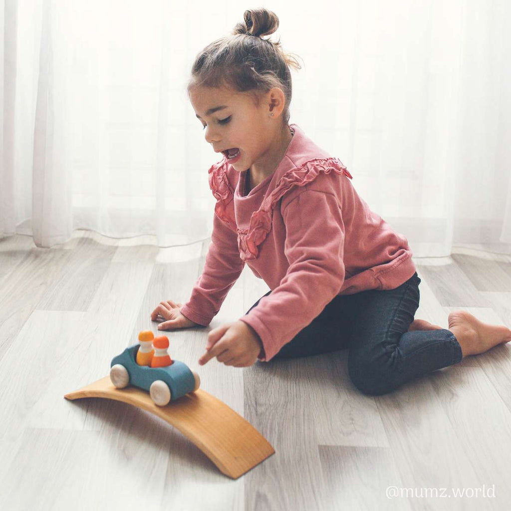 Wooden Toy Car - Large Convertible Blue