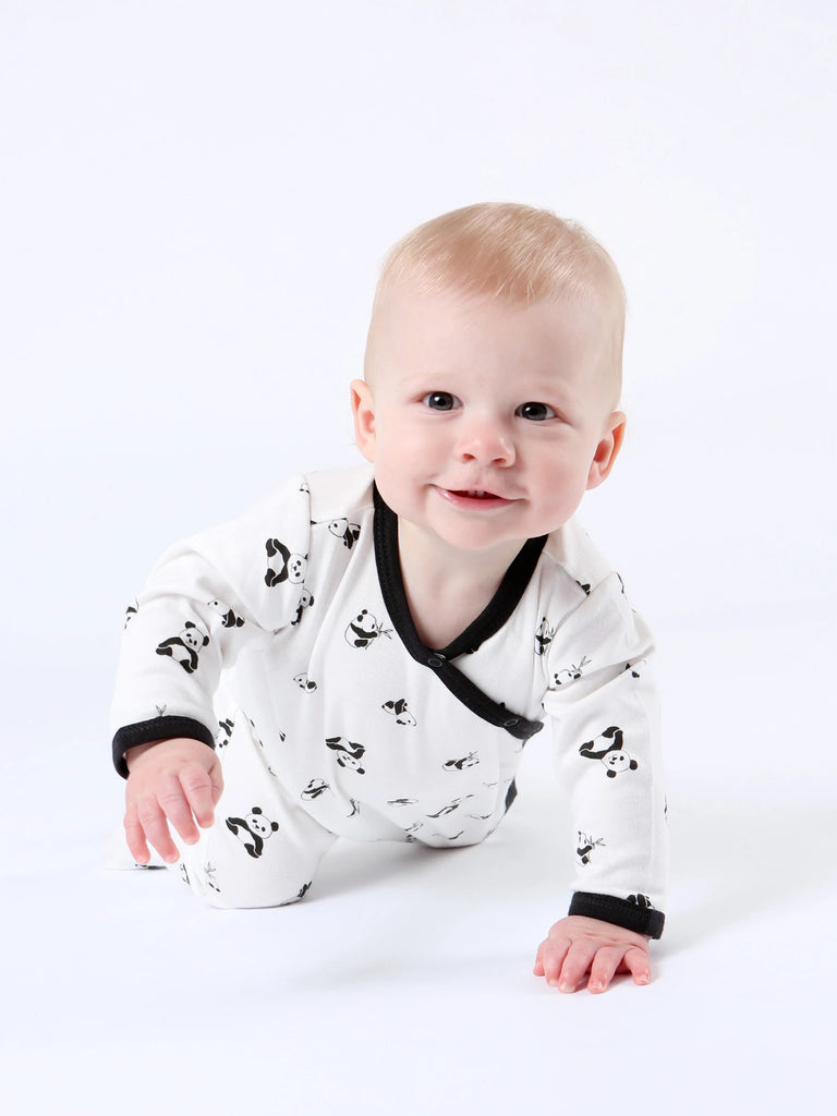 Organic Side Snap Footie - Panda Print