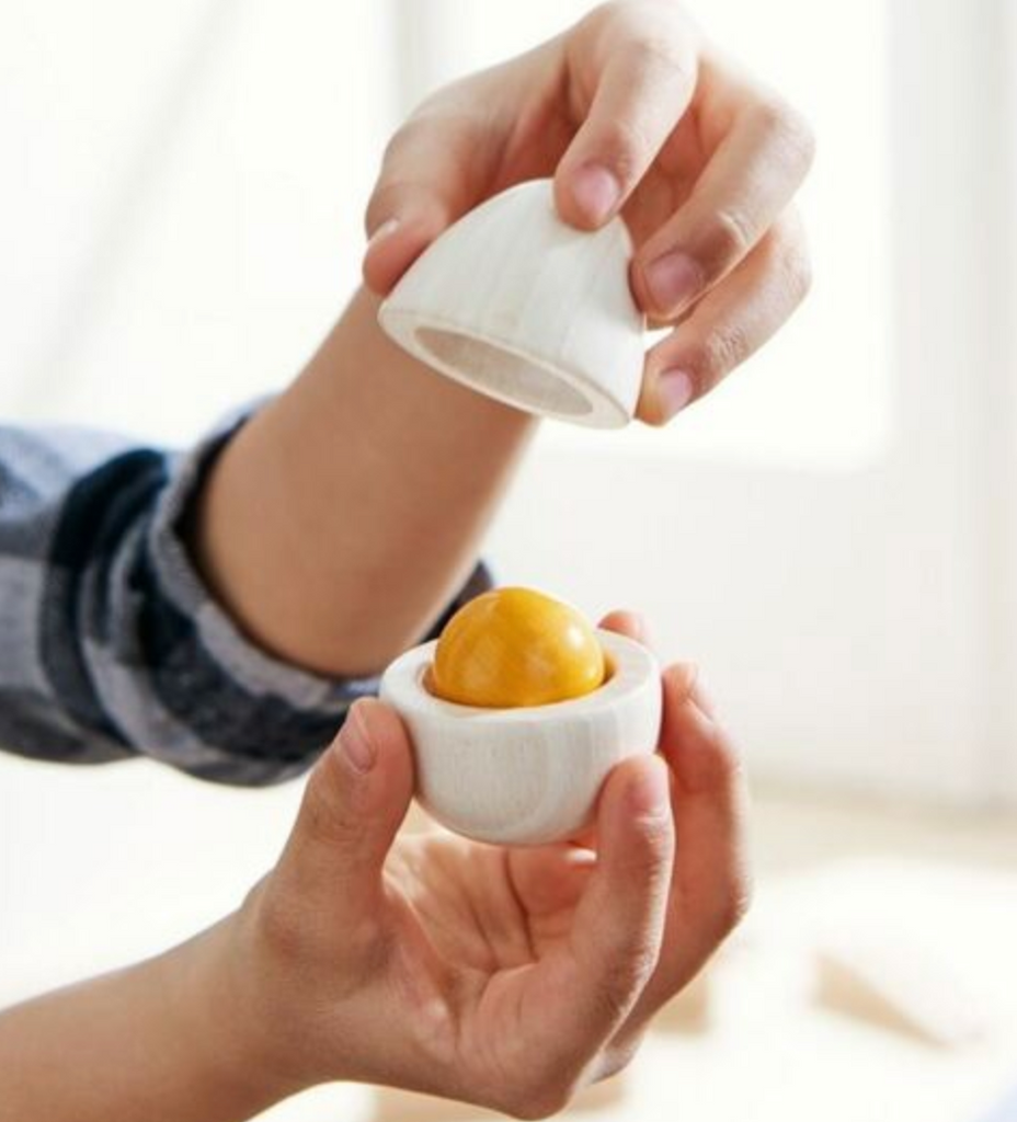 Wooden Eggs with Removable Yolk Play Food