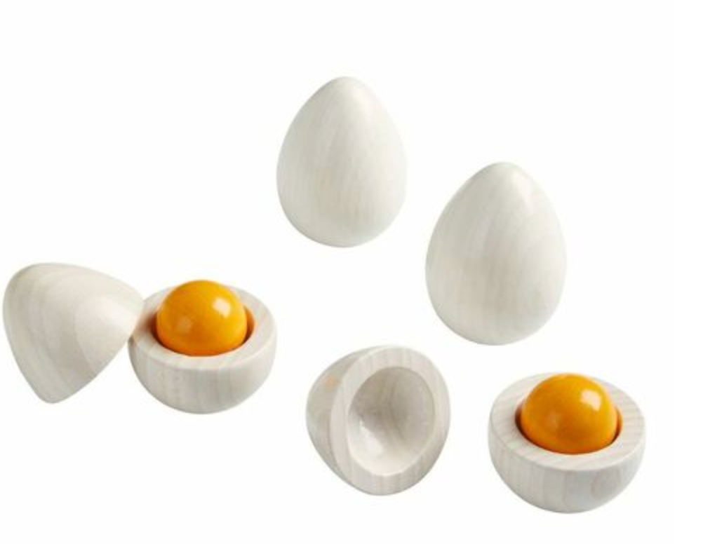 Wooden Eggs with Removable Yolk Play Food