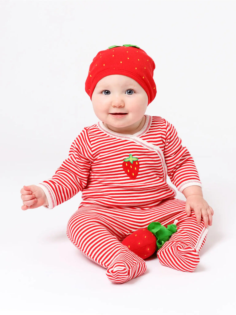 Copy of Organic Side Snap Footie - Strawberry Stripe