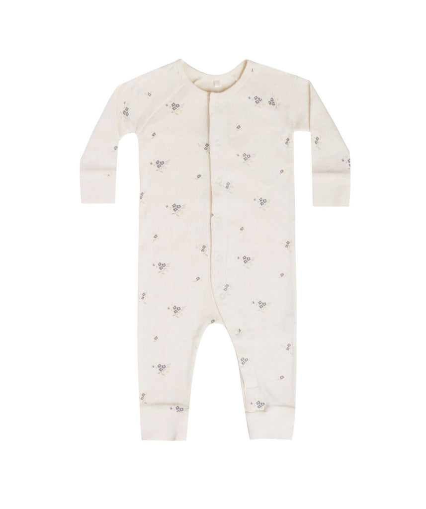 Quincy Mae pointelle long sleeve romper | ditsy ocean